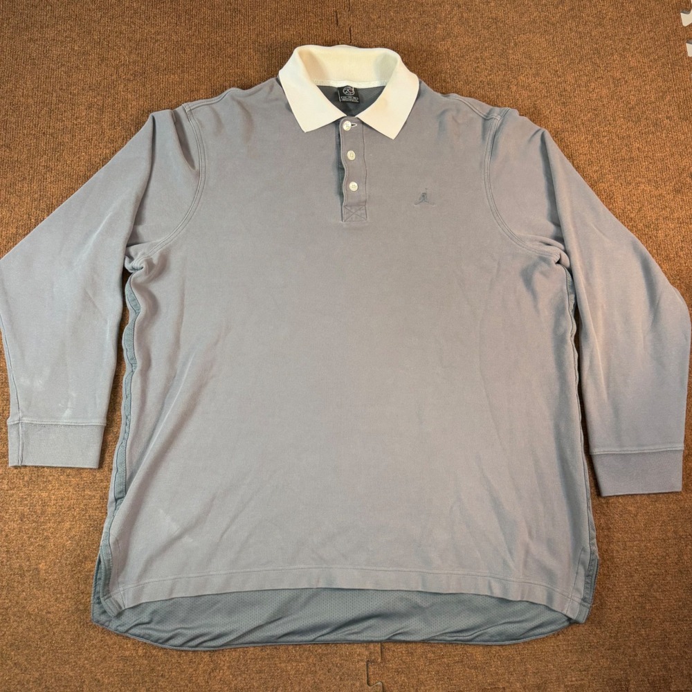 A+ Jordan Brand Mens 20th Anniversary Long Sleeve Polo Shirt Blue XL Jumpman